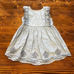 Osh Gosh Chambray Dress with Ruffle and Embroidery
